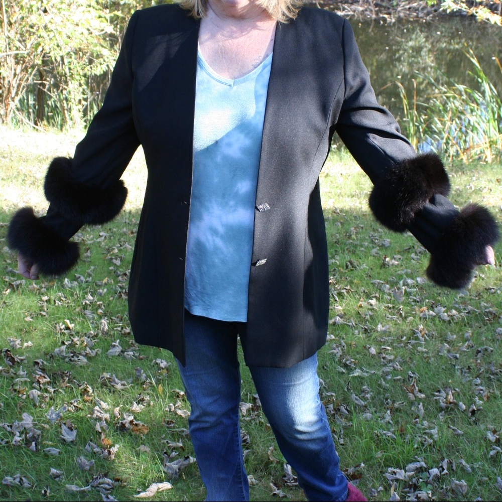 VINTAGE fox fur cuffs long jacket Valentine real
